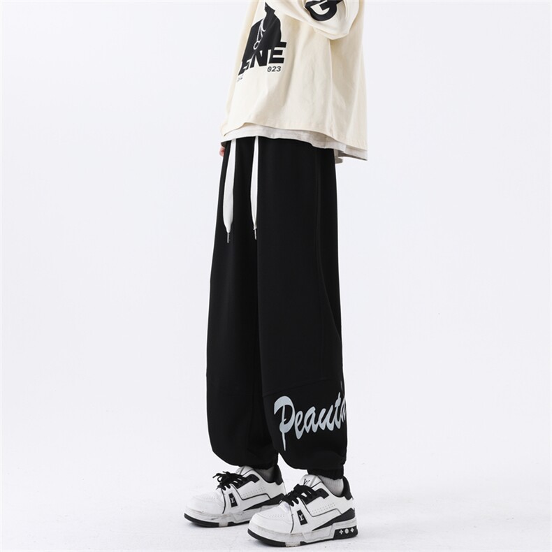 K123/P45春装新款现货无影墙休闲裤男个性印花宽松大码束脚运动裤，女装休闲裤，电商基地A050