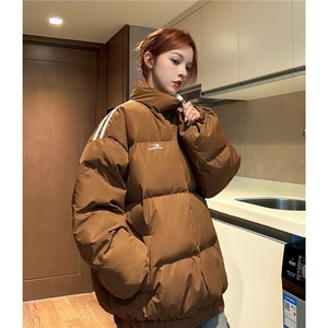 中性风冬装 双面穿 条纹织带棉服 拼色棉衣休闲外套男 G1101 P138图片