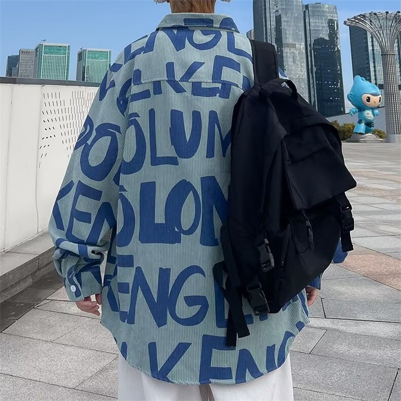 长袖衬衫男港风日系韩版潮流帅气灯芯绒衬衣KC325P37,男装衬衫,星座1116-2
