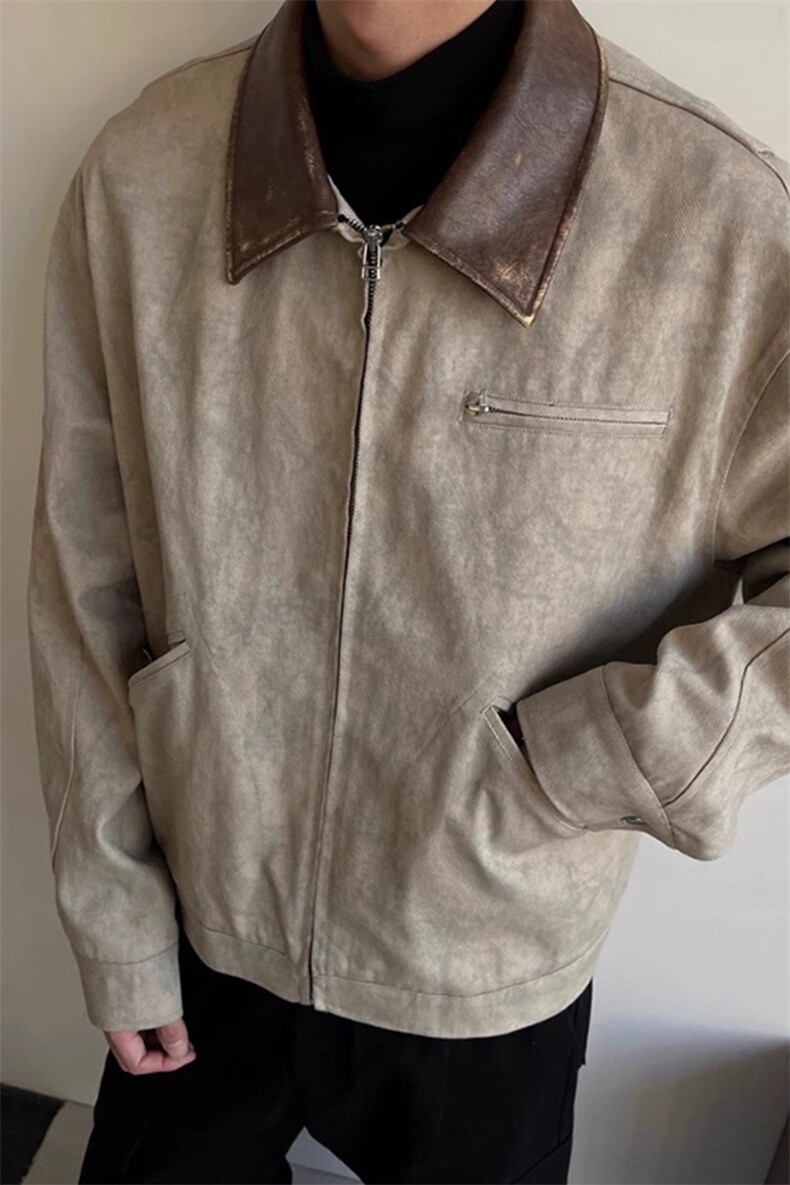 大理石底特律夹克设计高级感翻领短款cleanfit外套JK443特P78,男装夹克,星座908-1