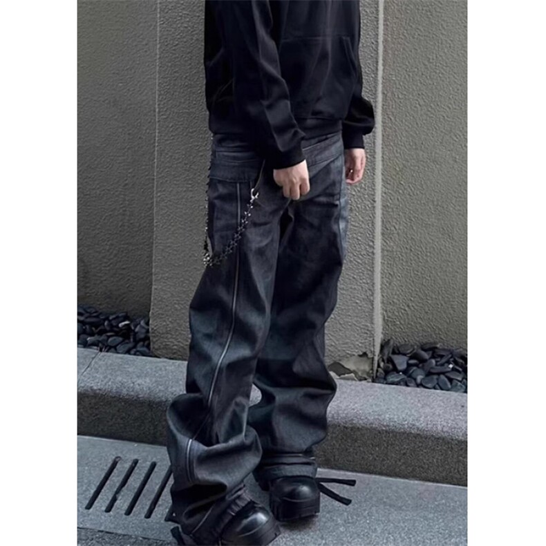水洗做旧cleanfit牛仔裤男高街微喇弯刀vibe显瘦黑色裤子NC659,男装牛仔裤,星座1116A（原606A-3）