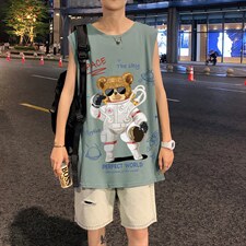 ！港风夏季无袖背心男汗衫男纯棉坎肩短袖T恤男B18-P20，男装背心/马甲，电商B367