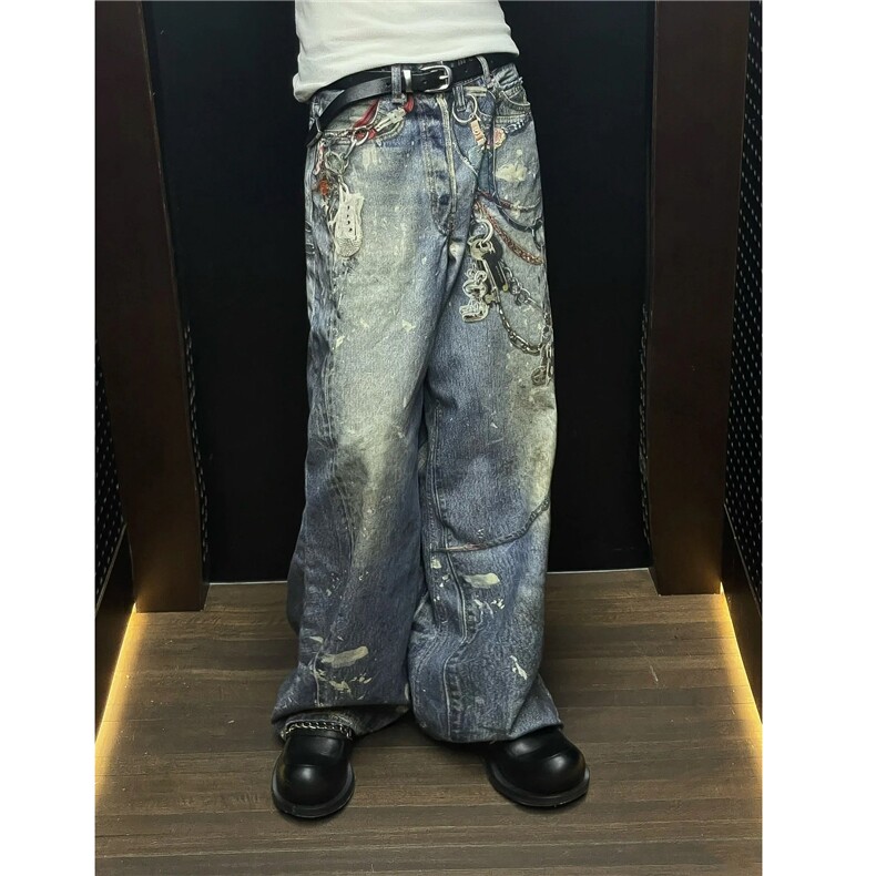【套图5】903-AK91-特P70【98】S-3XL  印花牛仔裤！4图片