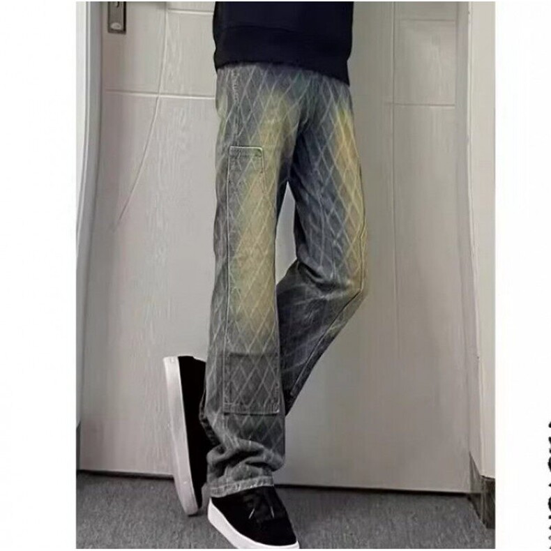 水洗弯刀牛仔裤男潮牌痞帅炸街裤子美式高街微喇叭裤LB00899-p52,男装牛仔裤,星座1008