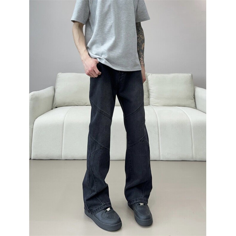 拼接牛仔裤美式高街裤子提档版型微喇直筒裤310A-4-NZ71-P55,男装牛仔裤,星座310A-4