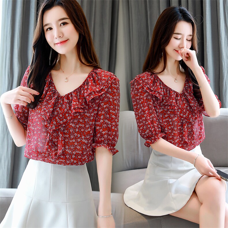 大方时尚可爱修身2021年夏季蕾丝衫/雪纺衫气质优雅百搭减龄简，女装蕾丝衫/雪纺衫，超帛