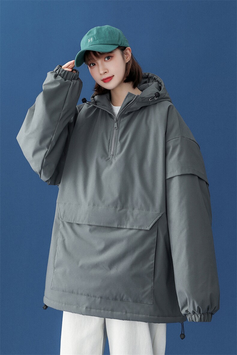 @中性风冬季bf街头棉服套头连帽棉袄宽松棉衣A125-Y270-P100,男装棉衣,电商A125