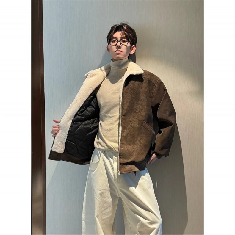 网图慎用冬季美拉德毛领雾面PU皮棉服加绒加厚情侣棉衣PY5863P80,男装棉衣,电商A128
