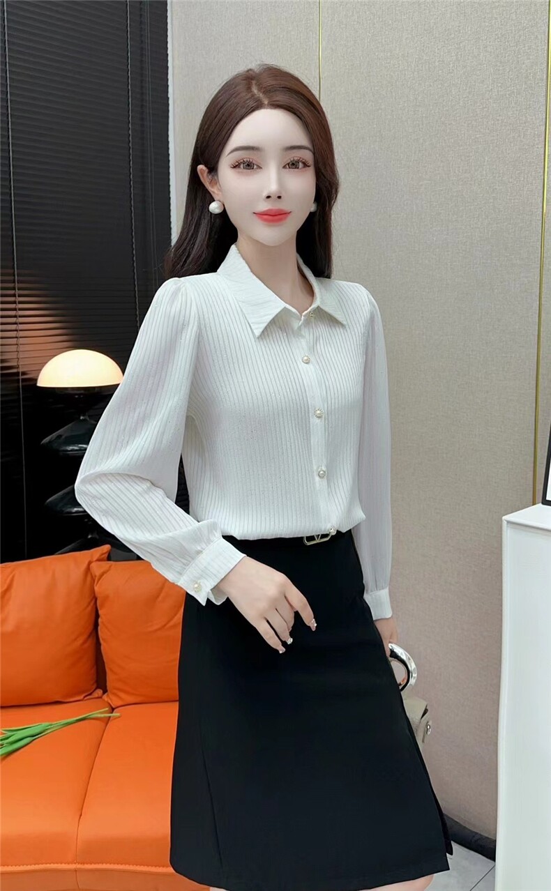 2025时尚百搭简约长袖衬衣,女装T恤,思沃羊绒