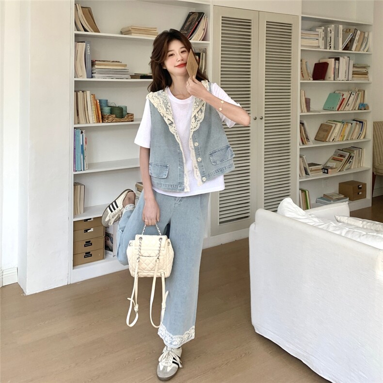 夏装新款！大量现货！蕾丝拼接牛仔三件套2C133-8920P180K248,女装套装/套裙,2C133