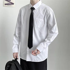 dk白色衬衣韩版学院风长袖衬衫学生毕业班服CS100-p30送领带，男装衬衫，星座1008