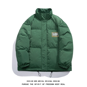 白鸭绒白底22冬季新款贴标印花立领羽绒服YR181P195控258图片
