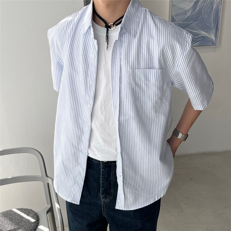 816B-CS003-P45ins中性风休闲韩版短袖衬衫外套韩男,男装衬衫,星座816B