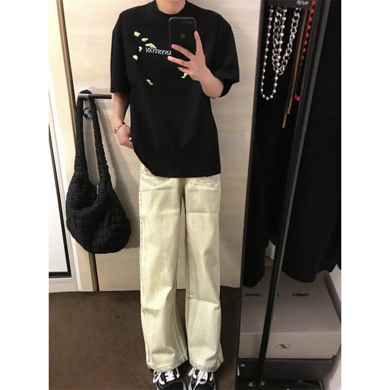 NK973LL-P56美式复古反穿牛仔裤宽松直筒水洗做旧裤子,男装牛仔裤,星座1007（原301D）