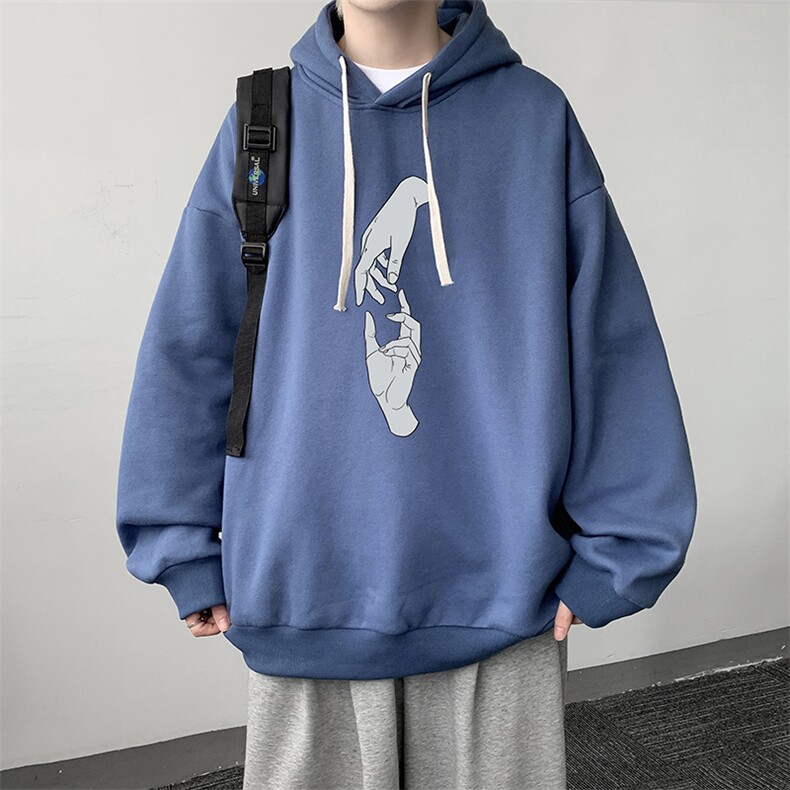 WY2147-P35加绒款-P40纯棉连帽卫衣男大码运动帽衫宽松薄外套男,男装卫衣,电商A040