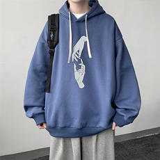 WY2147-P35加绒款-P40纯棉连帽卫衣男大码运动帽衫宽松薄外套男，男装卫衣，电商A040