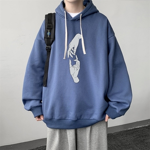 WY2147-P35 加绒款-P40 纯棉连帽卫衣男大码运动帽衫宽松薄外套男图片