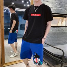 现货爆款悟空短袖套装五分裤6667套装，男装套装，星座308B-2