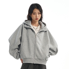华棉450克W9873-特P85连帽开衫卫衣男女同款美式短款开衫夹克外套，男装夹克，电商D310B