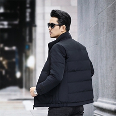 高端中年80白鹅绒羽绒服夹克冬季新款男士中老年立领羽绒服外套，男装夹克，钱塘723