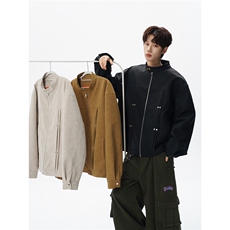 铆钉风琴折街头美式潮牌立领夹克情侣宽松百搭外套W375TP85控148，男装夹克，电商A170