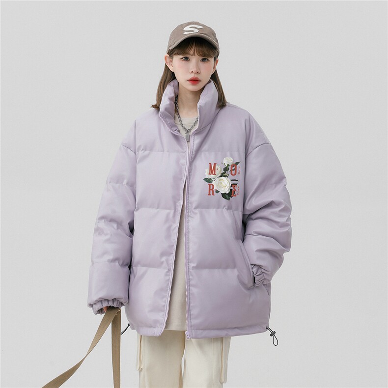 中性风23冬季时尚百搭宽松字母印花潮流皮棉服外套MY451P118控158,男装棉衣,A247A