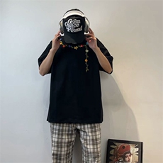 万针全刺绣工艺抖音得物高品质260克重磅纯棉双纱美式高街短袖T恤，男装T恤，电商A486-1