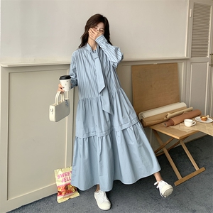 春现 盐系浅蓝色条纹休闲风连衣裙B190-5010-P135-K198图片