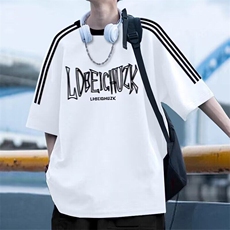 网络图现货美式潮牌高街设计感重磅三条杠印花短袖t恤JBG701-P35，男装T恤，星座715-7