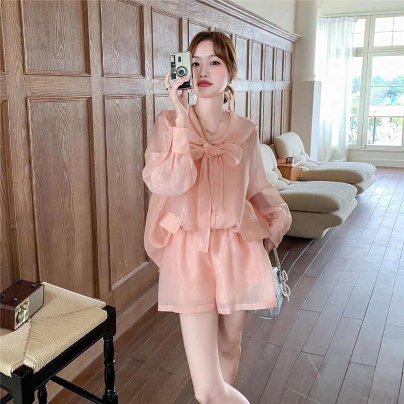 2025夏装新款清凉透气设计感防晒衬衫两件套2321-P145-K218，女装套装/套裙，含赞