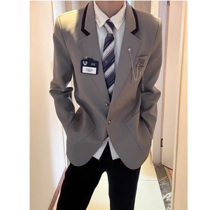 日系学院风制服西装外套男女款西服学生痞帅宽松夹克高级感班服图片