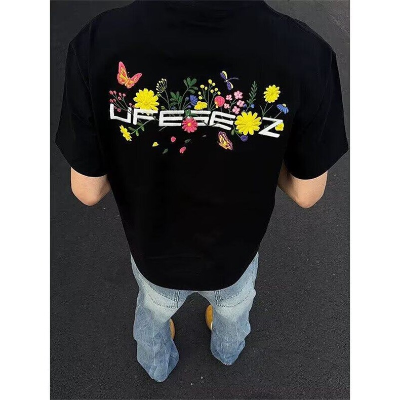 ursggon花卉t恤男款夏季重磅纯棉短袖美式高街半截袖LF2944-p28,男装T恤,星座1008