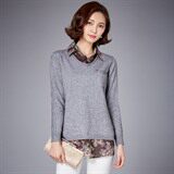 时尚优雅女士羊绒针织衫修身显瘦长袖毛衣粉色百搭款，女装针织衫/毛衣，安之芮娜
