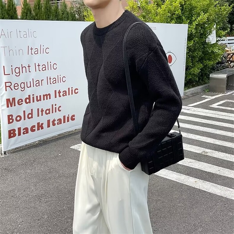 美式街头设计感圆领毛衣男慵懒风休闲针织衫B61P50,男装针织衫/毛衣,星座1116-2