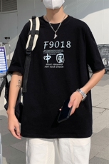 胖子港风T恤男oversize休闲短袖上衣TX163p28限价39，男装T恤，电商A089-1