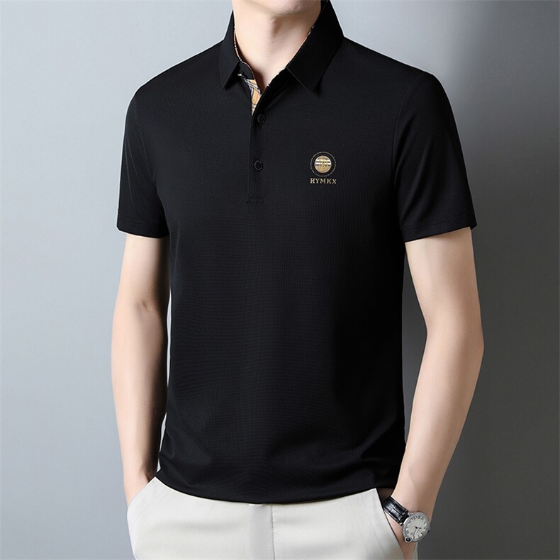 冰丝短袖男夏季2024新款中年男士体恤休闲时尚Polo衫男上衣潮,男装Polo衫,电商B212（原钱塘6029）