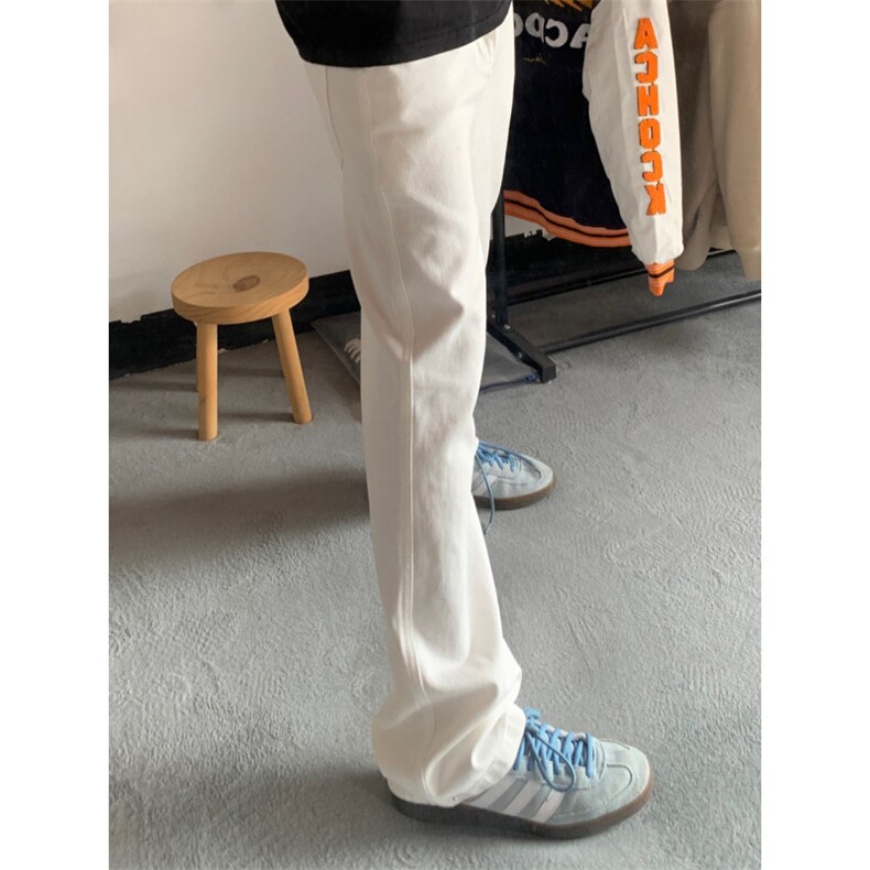 【有货】白色弯刀牛仔裤男美式vibe风裤子修身微喇裤C39HH-P45图片