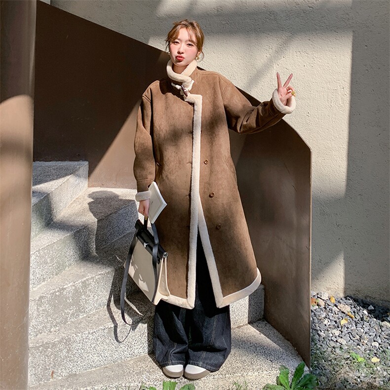 现货新款长款皮毛一体外套2C0958956P205K308,女装毛呢外套,2C095