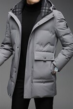 冬季新款羽绒服中长款外套中年爸爸装保暖连帽外套QLMF8236-P310，男装羽绒服，电商B212（原钱塘6029）