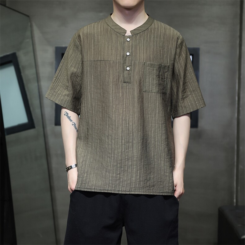 新中式提花风潮T恤短袖民族服饰刺绣时尚天丝材质T2417-P65,男装T恤,电商A227