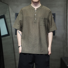 新中式提花风潮T恤短袖民族服饰刺绣时尚天丝材质T2417-P65，男装T恤，电商A227