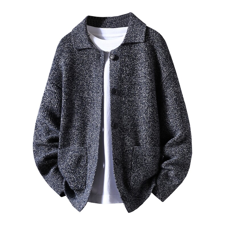 【抖音得物】2025秋季时尚毛衣针织开衫翻领男士宽松长袖，男装针织衫/毛衣，电商A113