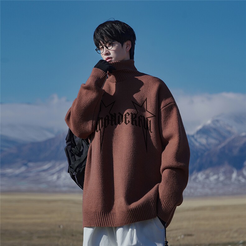 港风山系秋款时尚宽松高领翻领毛衣M8957P65控88,男装针织衫/毛衣,电商A247