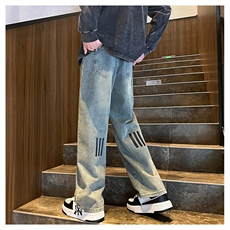 k1073-p55-控78M-5XL现货宽松cleanfit牛仔裤马丁靴黑暗拼接，男装牛仔裤，星座116