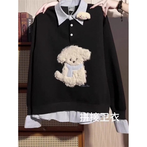植绒小狗刺绣假两件卫衣ZW0117-P55图片