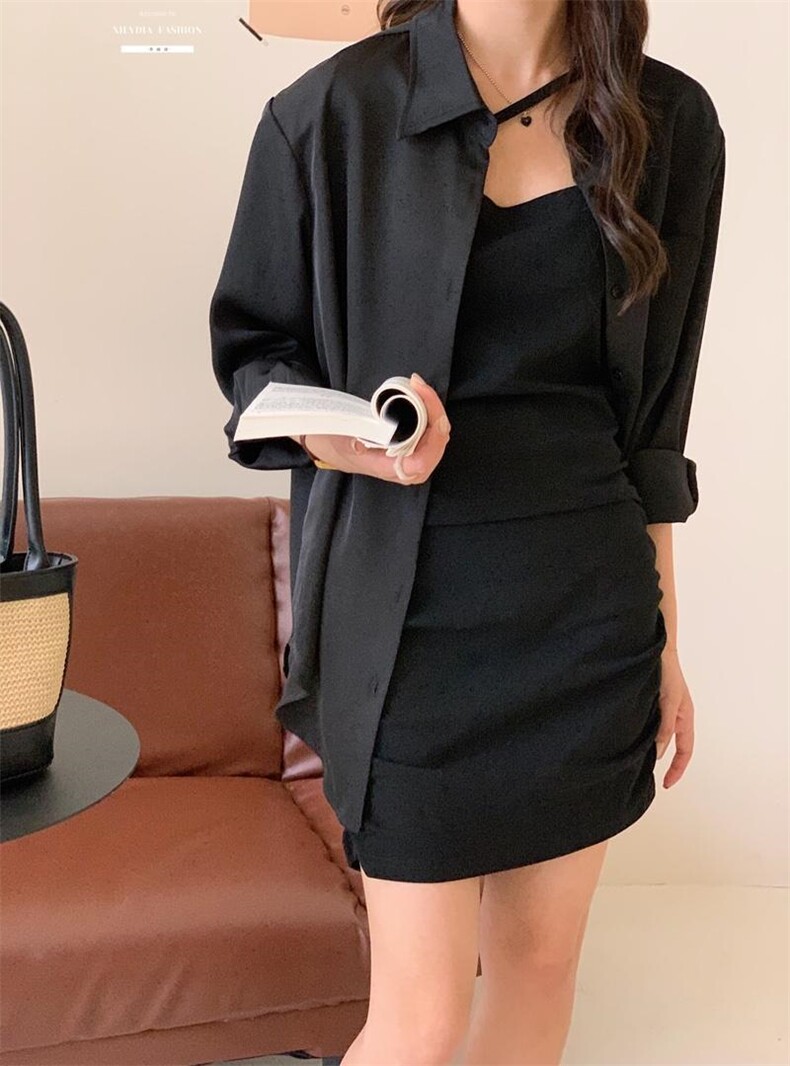 香丽迪网红chic高级感丝滑醋酸外披两件套,女装其它,香丽迪1