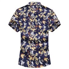 2021年大码衬衫男新款花纹衬衫男短袖衬衫男青年QT5030/786p33，男装衬衫，电商A012