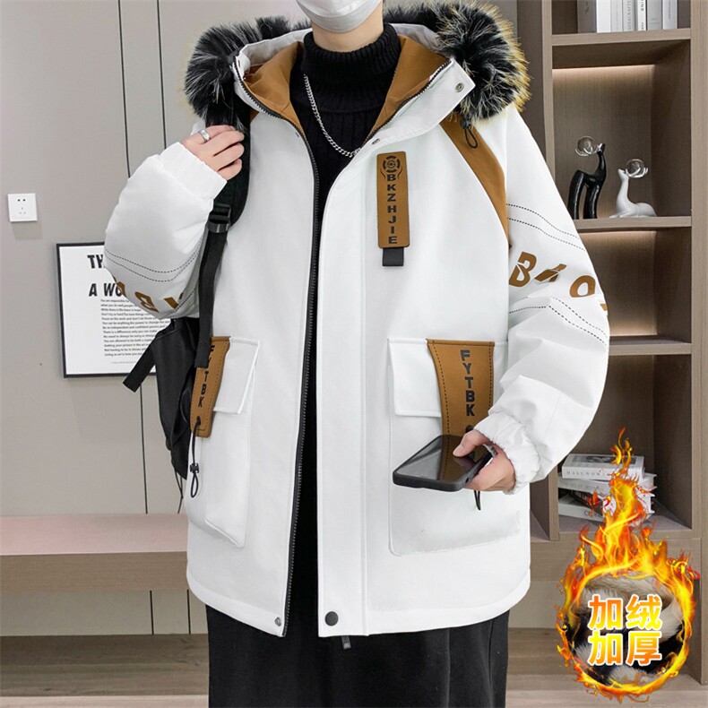 港风加绒夹克男外套青年冬季加厚连帽大毛领保暖棉衣男L8757-P98,男装夹克,星座310B-3