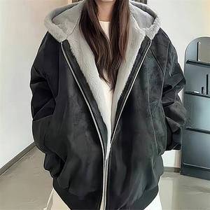 现货高品质美式高街冬季重磅座山雕大毛毛领pu皮棉衣男女加厚外套图片