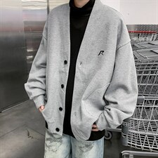 2026经典纯色刺绣肌理感开衫纽扣V领卫衣男女宽松情侣秋冬外套,女装短外套,星座715-4, 2026经典纯色刺绣肌理感开衫纽扣V领卫衣男女宽松情侣秋冬外套,女装短外套,星座715-4,